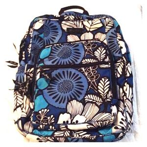 Vera Bradley Campus Backpack Blue Flower Pattern